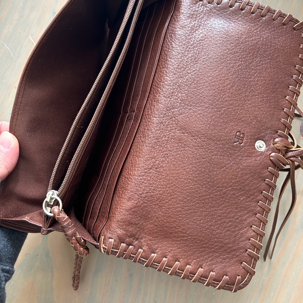 Banana Republic Brown Genuine Leather Snap and Zippered Wallet Wristlet - Picture 4 of 5